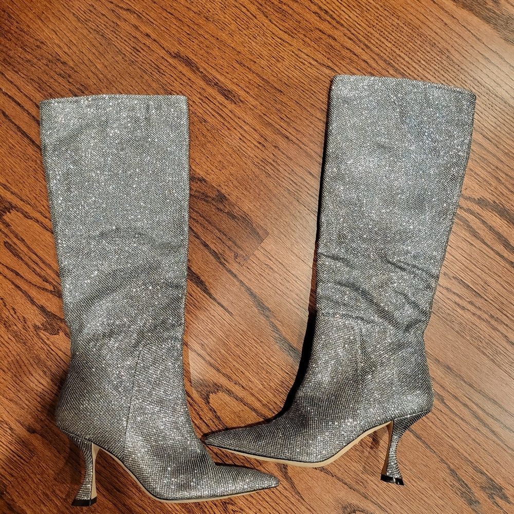 NEW STUART WEITZMAN  crystal SILVER  Boots